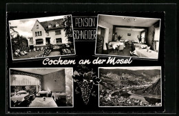 AK Cochem An Der Mosel, Pension Schneider Und Ortsansicht  - Cochem