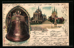 Lithographie Erfurt, St. Severikirche Und Gloriosa, Die Grosse Glocke Des Doms  - Sonstige & Ohne Zuordnung