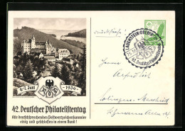 AK 42. Deutscher Philatelistentag 6.-7.6.1936, Schloss, Ganzsache  - Timbres (représentations)