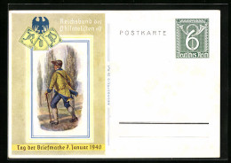 Künstler-AK Reichsbund Der Philatelisten, Tag Der Briefmarke 7. Januar 1940, Postbote, Ganzsache  - Sellos (representaciones)