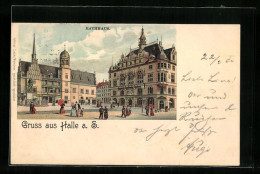 Lithographie Halle A. S., Rathaus Mit Markt  - Autres & Non Classés