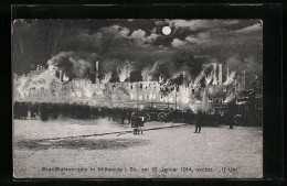 Künstler-AK Mittweida I. Sa., Brandkatastrophe Am 18. Januar 1914  - Disasters