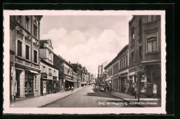 AK Burg Bei Magdeburg, Strasse Mit Geschäften  - Maagdenburg