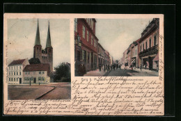 AK Burg B. M., Schartauerstrasse Mit Geschäft, Nicolaikirche  - Autres & Non Classés
