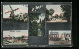 AK Rellingen, Postamt Am Markt, Windmühle, Kirche Von Der Thesdorfer Brücke, Blick Vom Emschen  - Windmolens