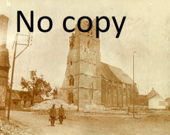 2 PETITES PHOTOS ALLEMANDES DE L'EGLISE DE LOOS EN GOHELLE PRES DE LENS PAS DE CALAIS - GUERRE 1914 1918 - Krieg, Militär