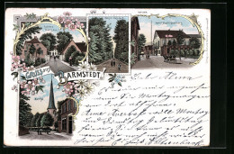 Lithographie Barmstedt, Hotel Stadt Hamburg, Schloss Ranzau, Weg Nach Vossloch  - Autres & Non Classés