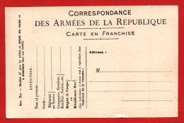 (RECTO / VERSO) CORRESPONDANCE DES ARMEES DE LA REPUBLIQUE - CARTE EN FRANCHISE NEUVE - FORMAT CPA - Briefe U. Dokumente