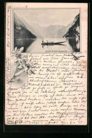 Vorläufer-AK Königssee, 1895, Panorama Mit Boot Auf Dem Stillen See  - Other & Unclassified