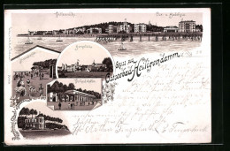 Lithographie Heiligendamm, Villenreihe, Kur- Und Badehaus, Strandpartie, Burgplatz Und Verkaufshalle Mit Cottagen  - Heiligendamm