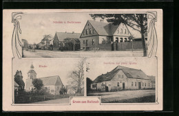 Mondschein-AK Roitzsch, Schulen U. Dorfstrasse, Kirche Und Gasthaus Zur Guten Quelle  - Other & Unclassified