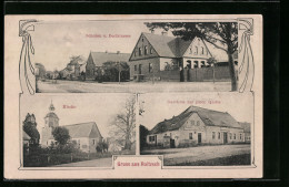 Mondschein-AK Roitzsch, Schulen U. Dorfstrasse, Kirche Und Gasthaus Zur Guten Quelle  - Sonstige & Ohne Zuordnung