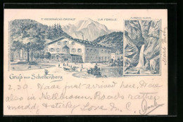 Lithographie Schellenberg, F. Weisenbäcks Gasthof Zur Forelle, Almbachklamm  - Other & Unclassified