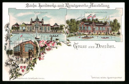 Lithographie Dresden, Sächs. Handwerks- U. Kunstgewerbe-Ausstellung, Halle Für Landwirtschaft, Druckerei-Halle  - Exposiciones