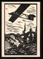 Künstler-AK Mühlhausen, Badisch-württembergischer Segelflugwettbewerb 1927, Segelflugzeug In Der Thermik  - Andere & Zonder Classificatie
