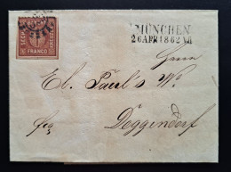 Bayern, Brief MÜNCHEN 26 APR 1862, Mühlkreisstempel Nach Degendorf, 6 Kr. - Cartas & Documentos