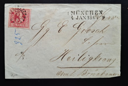 Bayern, Briefteil MÜNCHEN 4. JAN 1867, Mühlkreisstempel , 3 Kr. - Cartas & Documentos