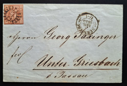 Bayern, Brief NÜRNBERG AUG.1853 Mühlkreistempel 243 Nach OBERNZELL, 6 Kr. - Cartas & Documentos