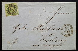 Bayern, Brief AUGSBURG 1855 Mühlkreistempel 18 Nach Freiburg, Mi 5d Type III - Brieven En Documenten