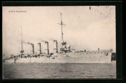 AK Kriegsschiff SMS Magdeburg Im Hafen Liegend  - Warships