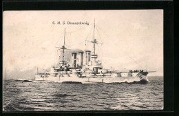 AK Kriegsschiff SMS Braunschweig In Fahrt  - Guerre