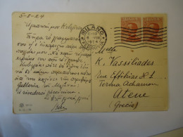 ITALY POSTCARDS MILANO PLAZZA DUOMO  1924 POSTMARK   AND PAIR STAMPS - Other & Unclassified