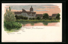 Künstler-AK Reichenau, Insel Im Abendrot Mit Kloster  - Other & Unclassified