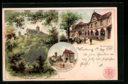 Lithographie Eisenach, Wartburgblick, Eingang Zur Wartburg, Restauration  - Sonstige & Ohne Zuordnung