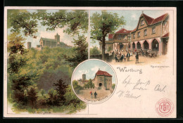 Lithographie Eisenach, Wartburgblick, Eingang Zur Wartburg, Restauration  - Sonstige & Ohne Zuordnung