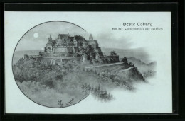 Mondschein-Lithographie Coburg, Veste Coburg Von Der Teufelskanzel Aus Gesehen  - Autres & Non Classés