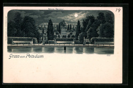 Mondschein-Lithographie Potsdam, Schloss Sanssouci  - Sonstige & Ohne Zuordnung