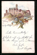 Lithographie Eisenach, Die Wartburg, Blumen  - Sonstige & Ohne Zuordnung