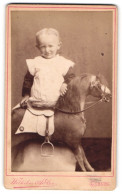 Fotografie Wilhelm Adler, Coburg, Kleines Kind Mit Schaukelpferd Im Atelier  - Anonyme Personen