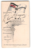 Fotografie Karl Dreyer, Kiel, Flämische-Str. 22, Reichskriegsflagge über Der Anschrift Des Ateliers  - Anonieme Personen