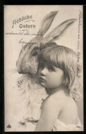 AK Kind Mit Osterhase Zum Feste  - Ostern