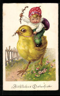 AK Kleines Kind Reitet Auf Osterküken  - Easter