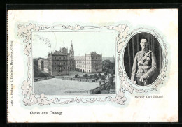 AK Coburg, Residenzschloss Ehrenburg, Herzog Carl Eduard Von Sachsen-Coburg-Gotha  - Royal Families