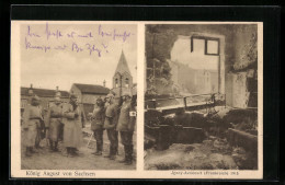 AK Igney-Avricourt, Wirkung Einer Französischen Granate Im Bahnhof 1915, König August Von Sachsen  - Royal Families