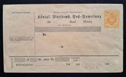 Württemberg , Dienstumschlag ADU3 Type I, Ungebraucht - Entiers Postaux