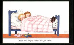 Künstler-AK John Wills: Pärchen Mit Hund Im Bett  - Wills, John