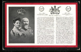 AK Karte Zum 25jährigen Hochzeitsjubiläum Des Königs Wilhelm Und Luise  - Royal Families