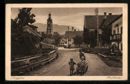 AK Lenggries A. D. Isar, Dorfstrasse Mit Kindern  - Lenggries