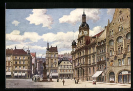 AK Pforzheim, Marktplatz Mit Gasthaus Zum Hecht, Rathaus Und Kriegerdenkmal  - Pforzheim