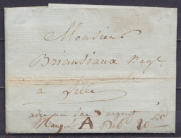 L. Datée 17 Novembre 1808 De ROULERS Pour LILLE - Man. "avec Un Sac D'argent Marqué A …" - 1794-1814 (Franse Tijd)