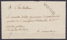 LSC (sans Texte) En Franchise De "J.L. Burton Inspecteur D'écoles" Pour Gouverneur Du Grand Duché à LUXEMBOURG - Griffe  - 1815-1830 (Période Hollandaise)