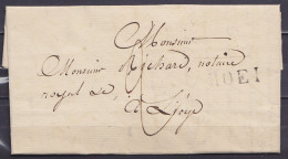 L. Datée 16 Juillet 1824 De HUY Pour LIEGE - Griffe "HOEI" - Port "2" - 1815-1830 (Holländische Periode)