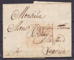 L. Datée 25 Septembre 1714 De AMSTERDAM Pour VERVIERS - Marques De 2-3 Messagers "VI" + "V" (ou "V" + "V" + "I") - 1714-1794 (Austrian Netherlands)