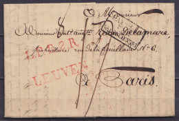 L. Datée 26 Avril 1825 De LOUVAIN Pour PARIS - Griffes "LEUVEN" & "L.P.B.2.R." & [PAYS-BAS PAR VALENCIENNES] -port "17"  - 1815-1830 (Période Hollandaise)