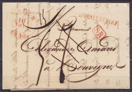 L. Càd NAMUR /10 NOV 1836 Pour BOUVIGNES - Griffes [SR] (rare En 1836) + "APRES LE DEPART" (au Dos: Càd Arrivée DINANT) - 1830-1849 (Belgique Indépendante)