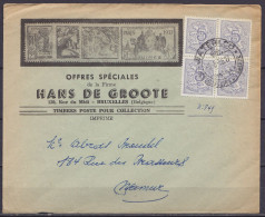 L. "Hans De Groote - Timbres Poste Pour Collection" Affr. Bloc De 4x N°849 Càd WATERLOO /-8-5-1956 Pour NAMUR - 1951-1975 Leone Araldico